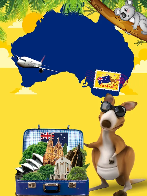 玩转澳洲旅游海报背景模板