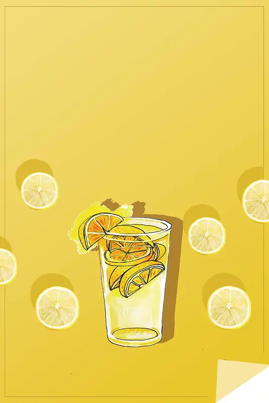 黄色简约柠檬饮品海报背景