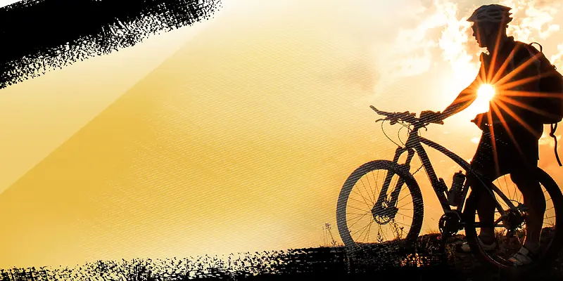 大气剪影山地自行车运动海报背景