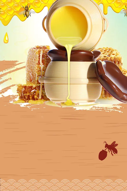蜂蜜制作工艺蜂蜜美食海报背景素材