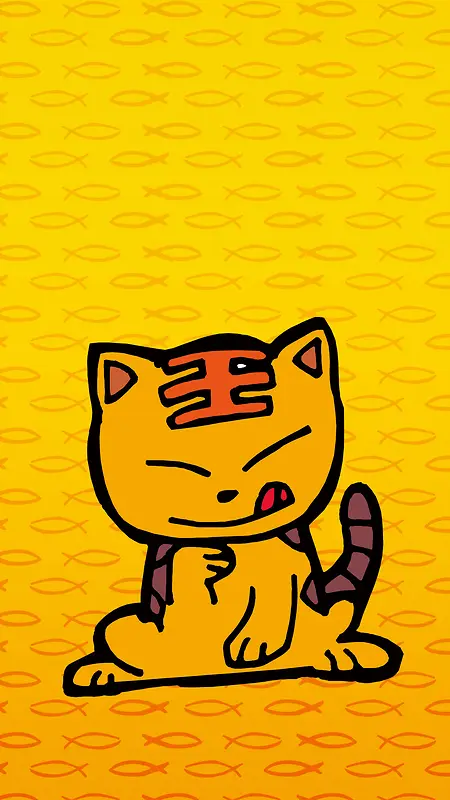 黄色背景上的猫咪H5素材背景