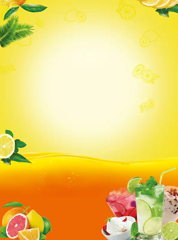 橘色饮品柠檬宣传单背景