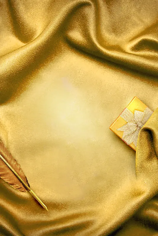 金色质感情人节丝绸礼盒背景