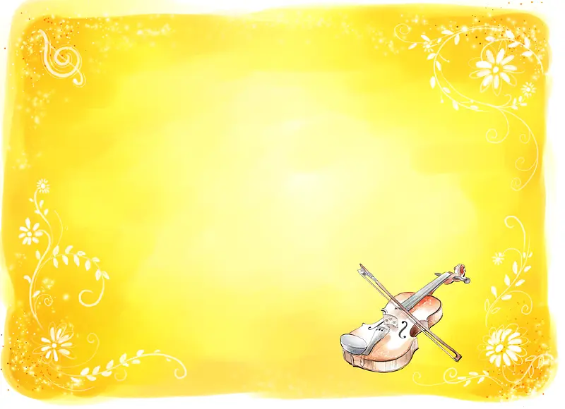 手绘黄色小提琴背景