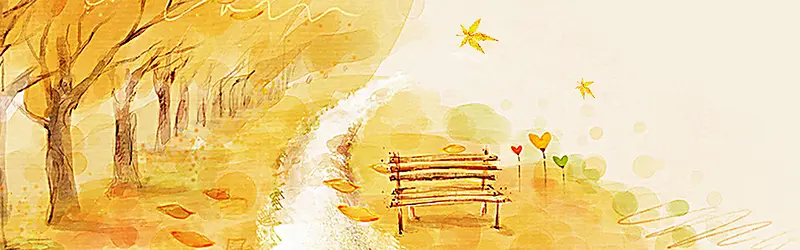 金秋上新卡通手绘金黄色banner