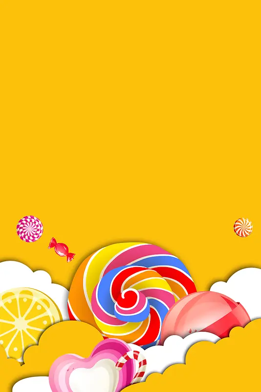 黄色简约创意糖果海报背景