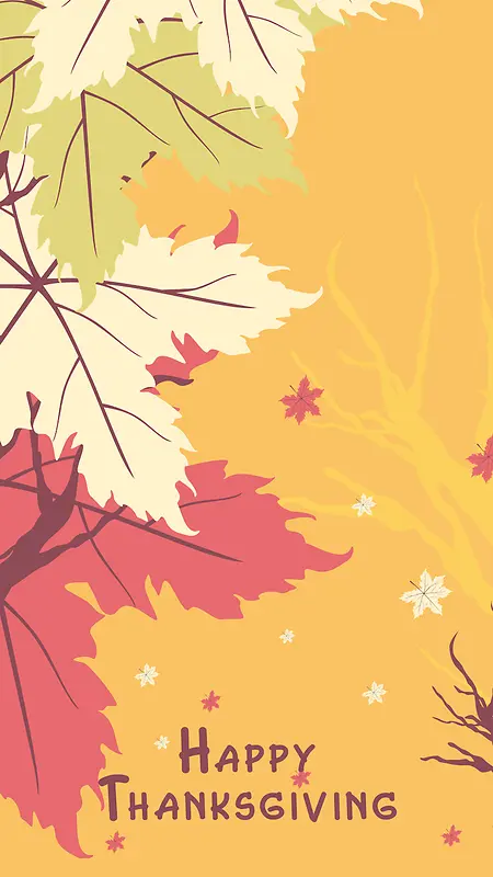 黄色碎花树叶复活节背景图