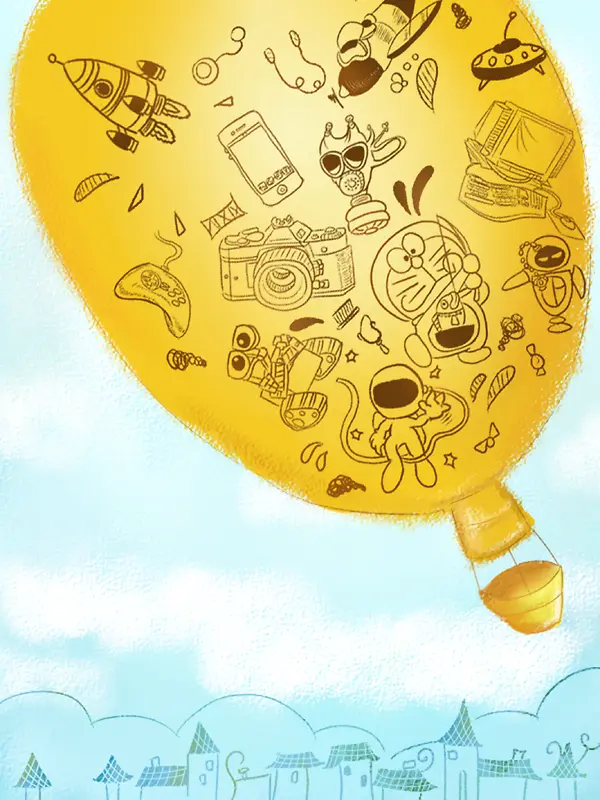 创意热气球海报背景