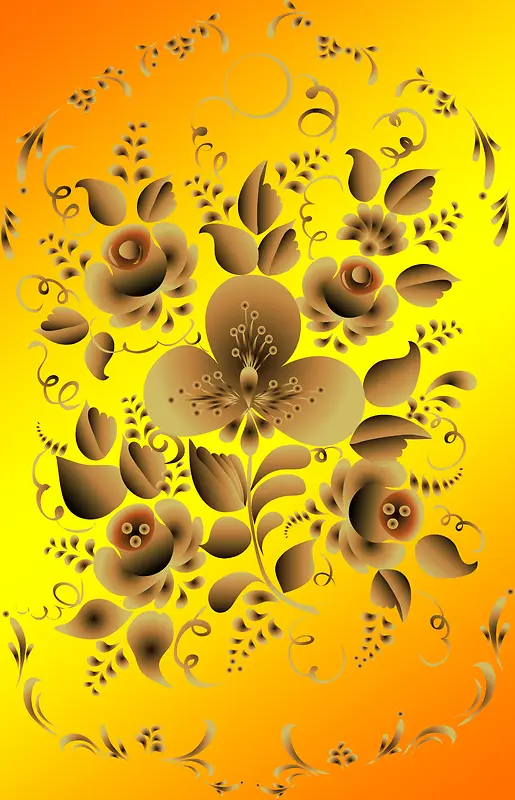扁平金黄色花朵背景