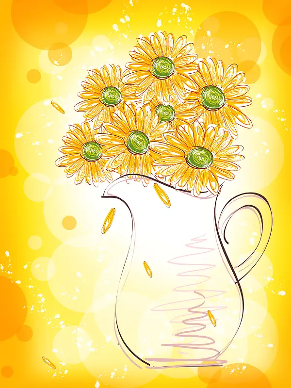 手绘向日葵背景素材