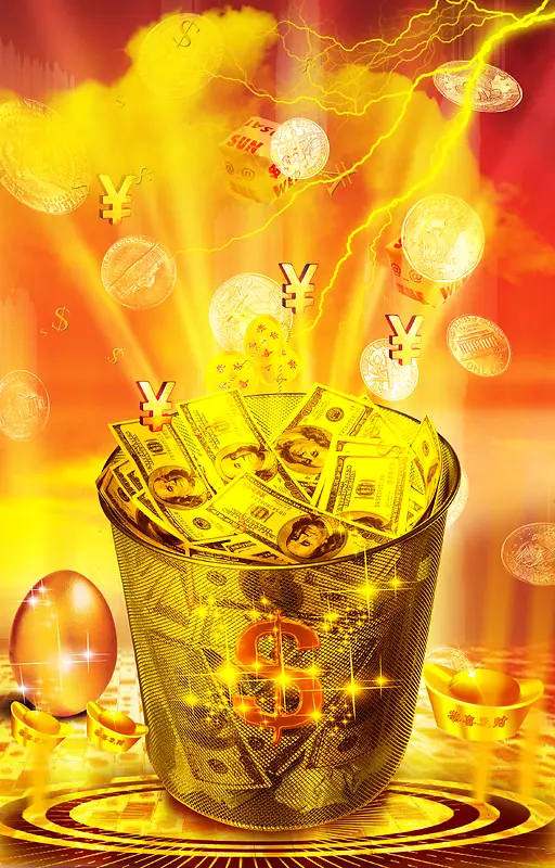 黄色金钱金融背景
