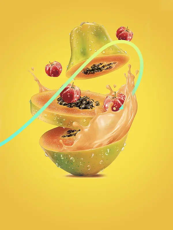 黄色新鲜水果海报设计背景素材