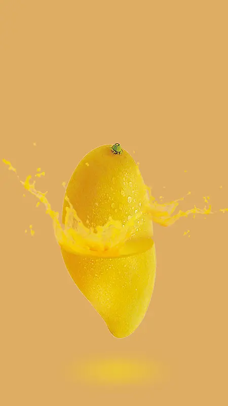 黄色小清新芒果果汁PSD分层H5背景素材
