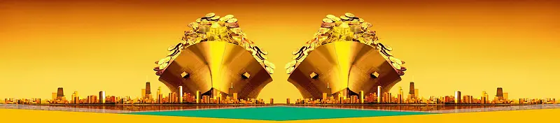 商务 金元宝 金钱 海报背景 霞光