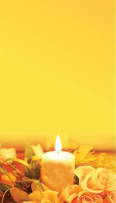 明黄色蜡烛背景元素