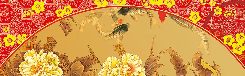 红色中国传统元素海报