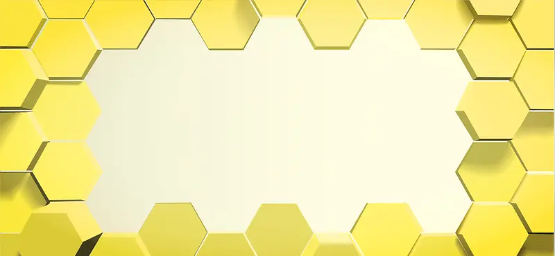 黄色立体蜂窝装饰banner背景