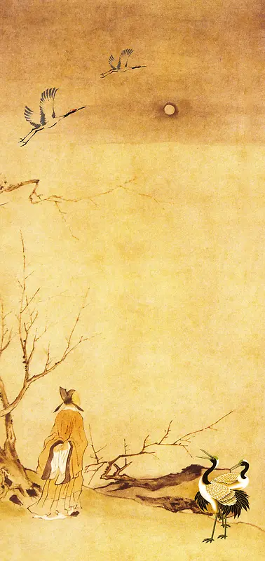 中国风水墨复古展板背景