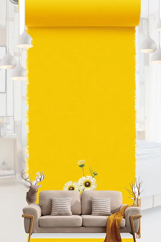 黄色简约家装节创意海报