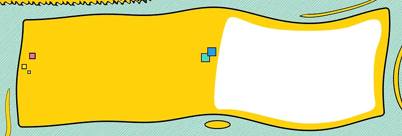 蓝色黄色卡通方框手绘框促销banner
