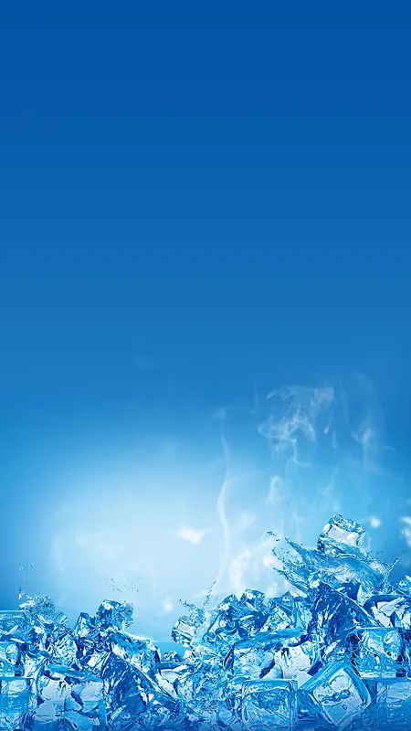 蓝色冰爽冰块夏季H5背景素材