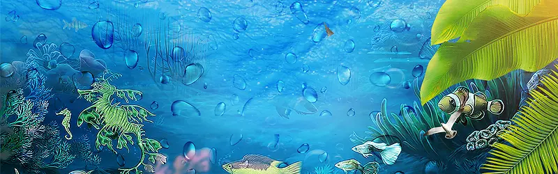蓝色唯美海洋馆生物鱼群背景