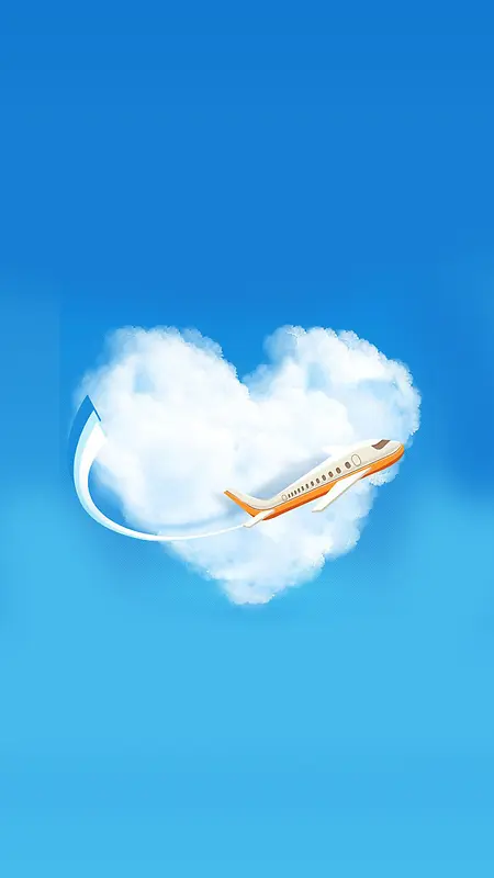 爱心白云飞机背景