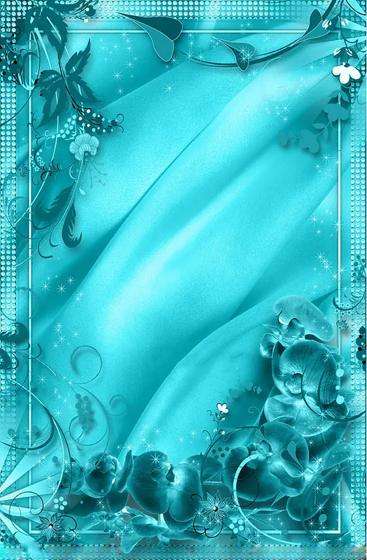 蓝色丝绸水钻画框背景