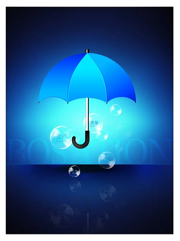 安全 蓝色伞 企业文化展板背景素材