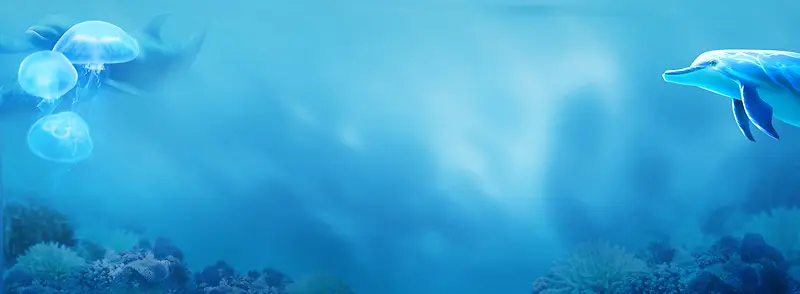 暑假海底世界游玩大气蓝色背景