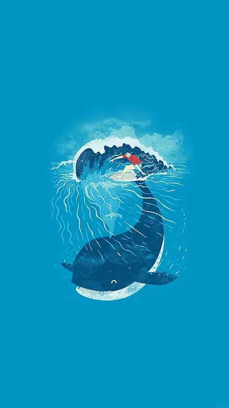 蓝色卡通冲浪背景图