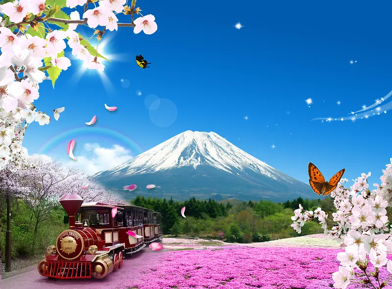 樱花旅游海报背景素材