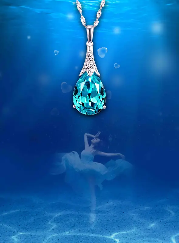 海洋之心宝石项链宣传海报背景素材