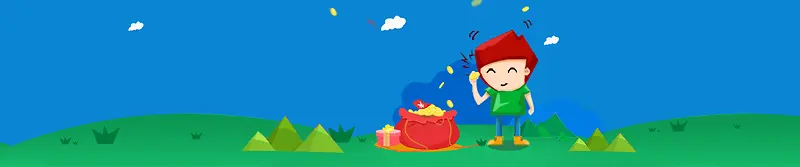 投资理财卡通蓝色绿色海报banner