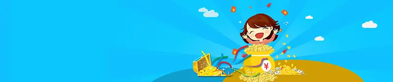 投资理财卡通蓝色海报banner