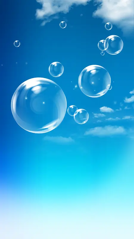 蓝天白云晶莹气泡H5背景素材