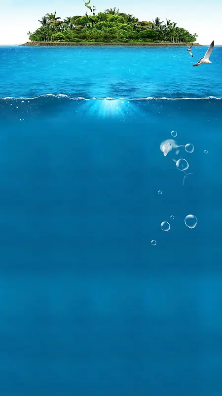 蓝色卡通海底世界淘宝H5背景