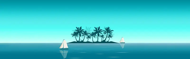 卡通清新海上椰树背景banner