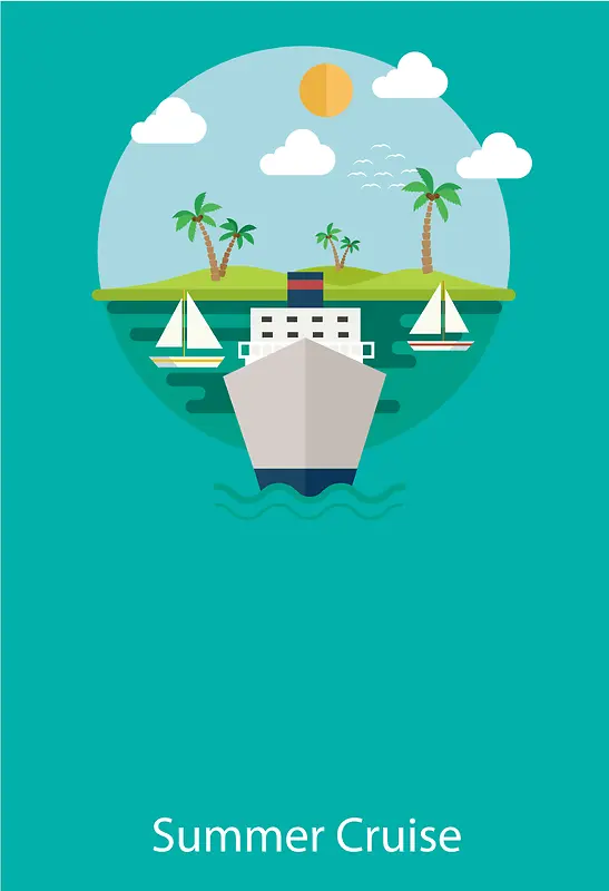游轮旅行风景海报背景素材