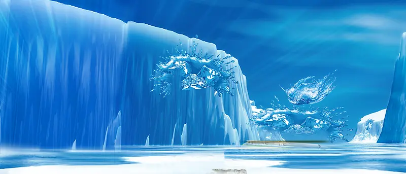 蓝色冰川背景