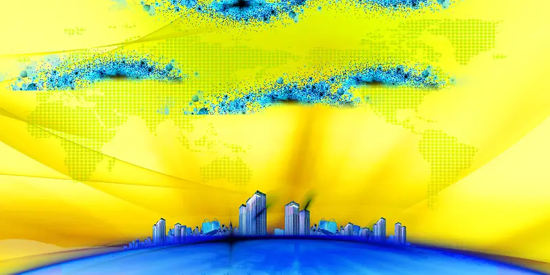 地产黄色建房金融商业蓝色大气背景
