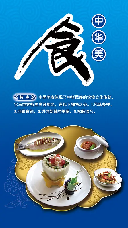 中华美食宣传背景