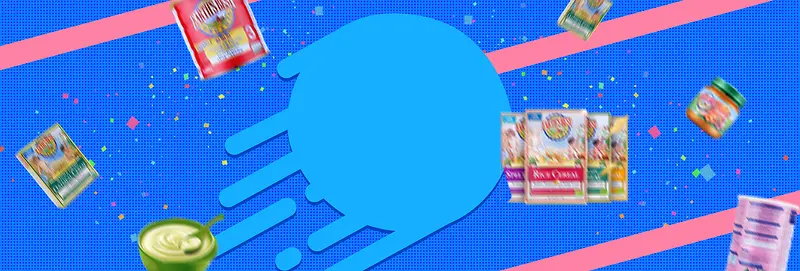 蓝色时尚简约母婴节食品电商banner