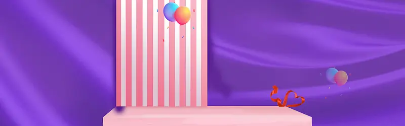 电商几何丝绸紫色banner背景