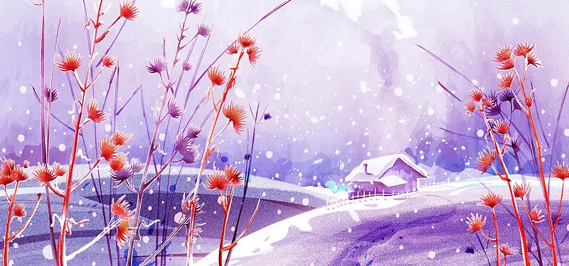 卡通冬日雪景