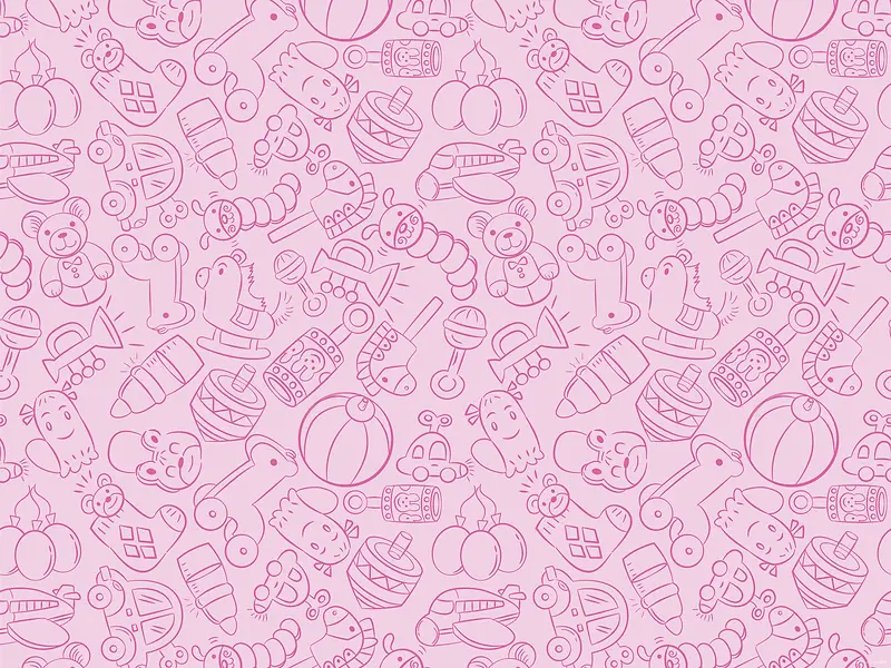 手绘勾线粉色玩具壁纸平面广告