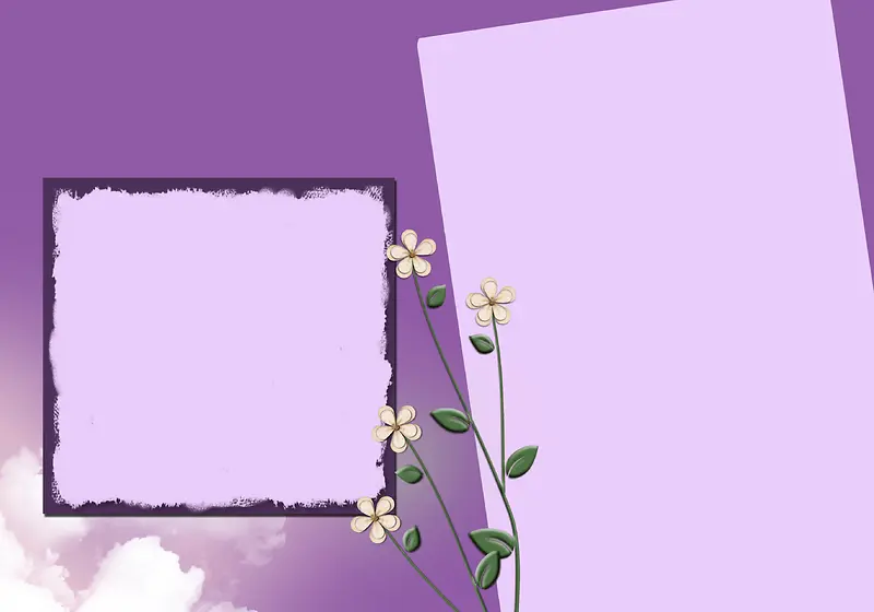 紫色可爱花朵相框儿童相册海报背景模板