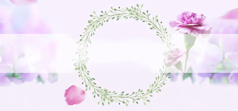 母亲节文艺康乃馨粉色花环背景