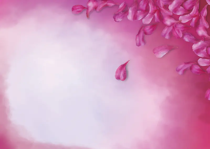 手绘爱情花瓣粉紫色海报