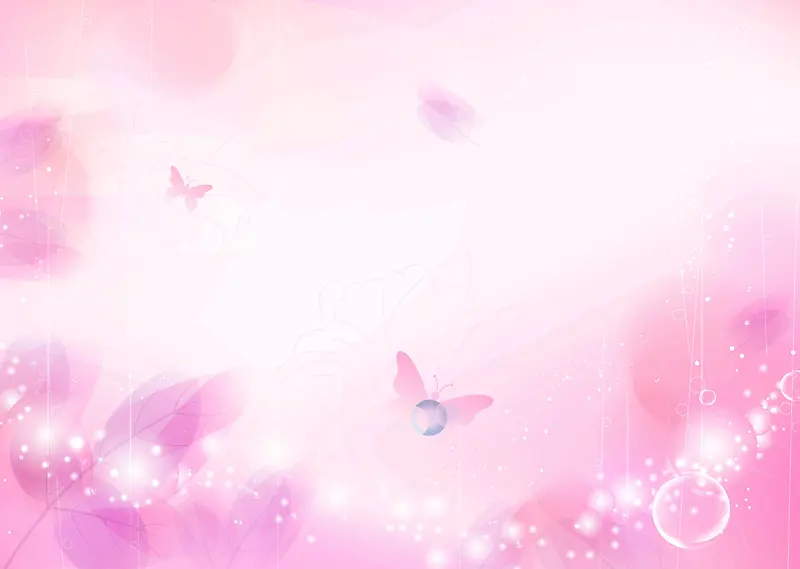 唯美粉色光点蝴蝶海报背景模板